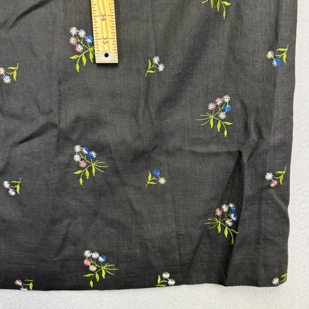 Talbots Petites Black Irish Linen Floral Embroidered Sleeveless Maxi Dress 12P - Picture 5 of 11